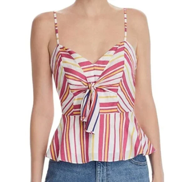 Parker Women's Whitney V-Neck Peplum Top – Poolside Stripe – Size L – NWT - Picture 1 of 2